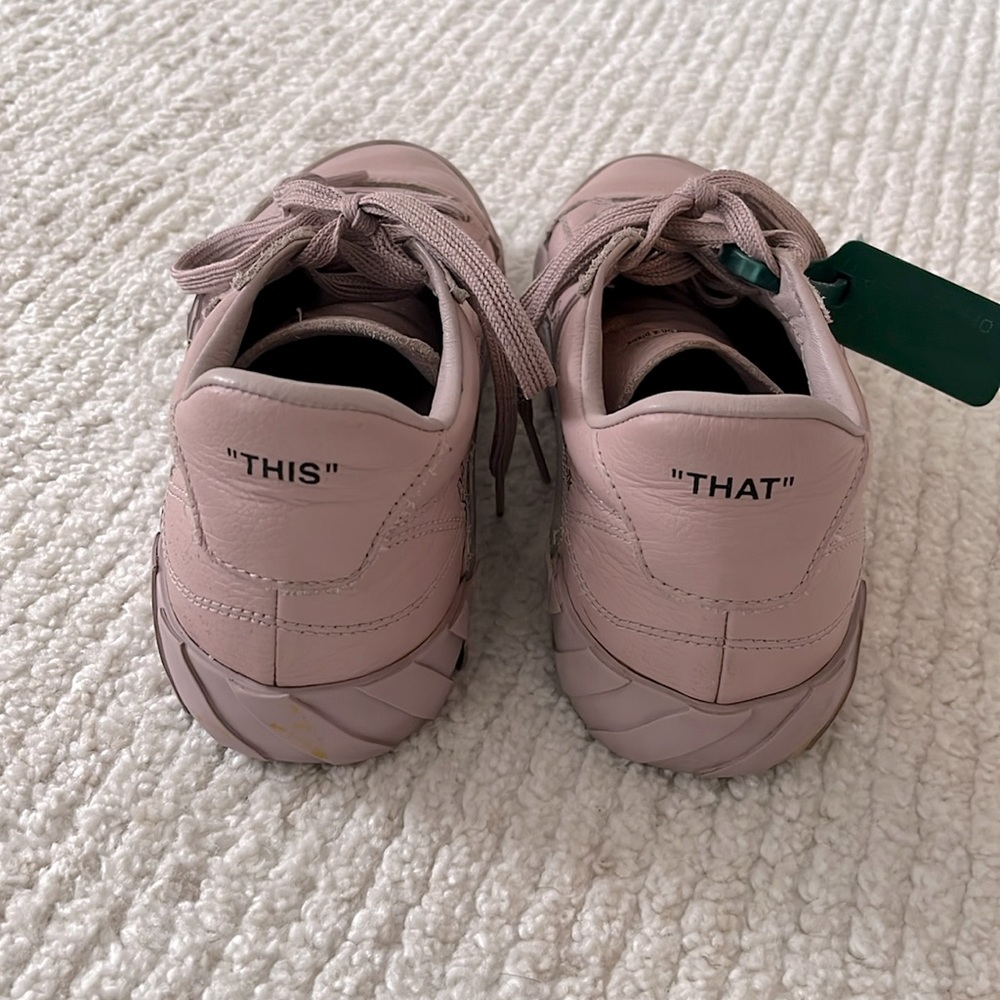 Off white low vulcanized calf leather pink